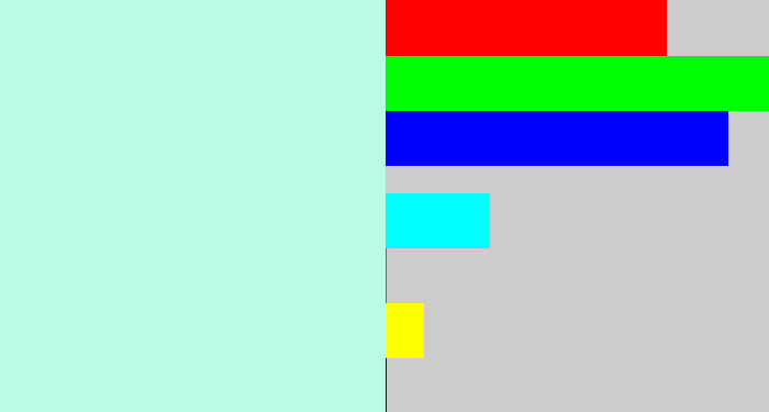 Hex color #b9fee4 - pale aqua