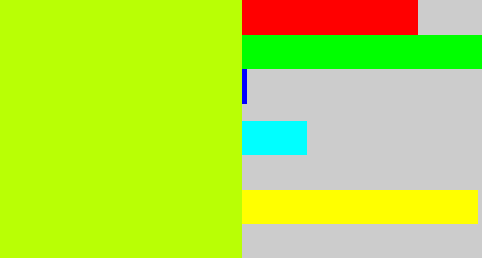 Hex color #b9ff05 - chartreuse