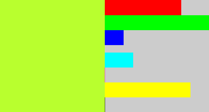 Hex color #b9ff2e - yellow green