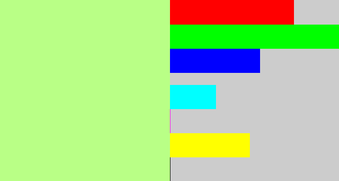 Hex color #b9ff86 - light yellowish green