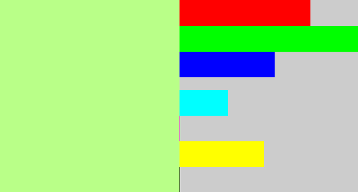 Hex color #b9ff88 - light yellowish green