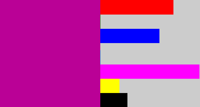 Hex color #ba0196 - barney purple