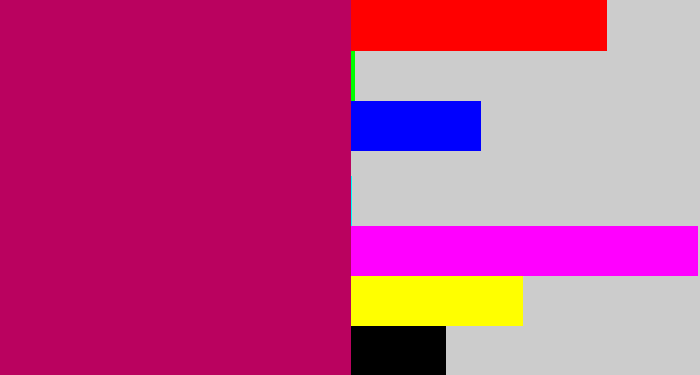 Hex color #ba025f - deep pink