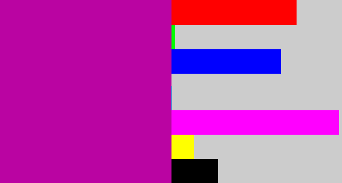 Hex color #ba04a2 - barney purple