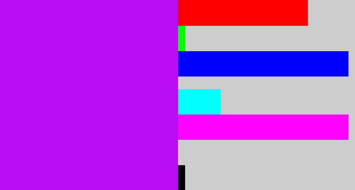 Hex color #ba0bf5 - bright purple
