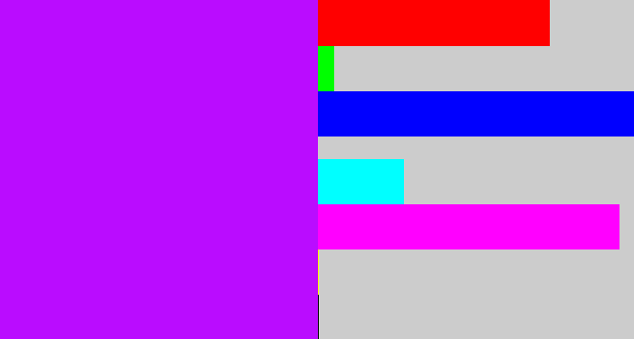 Hex color #ba0cff - neon purple