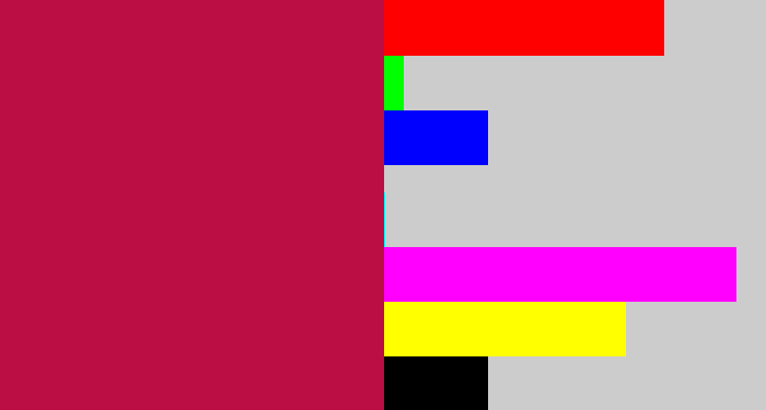Hex color #ba0e45 - purplish red