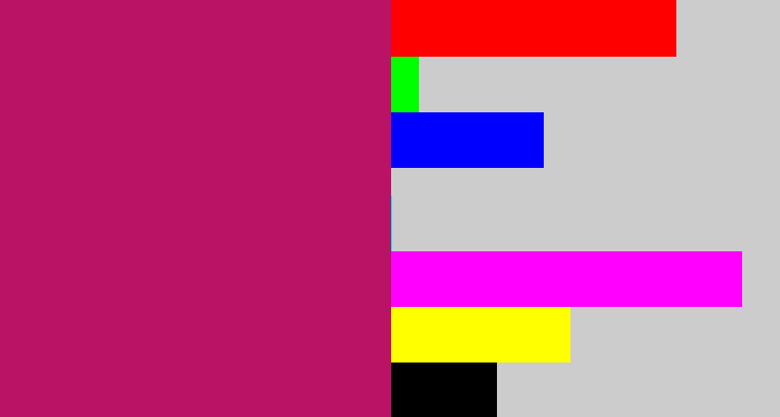 Hex color #ba1264 - deep pink