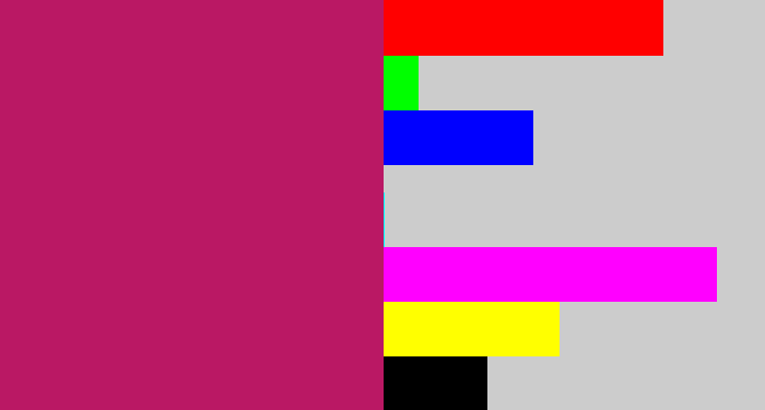 Hex color #ba1864 - deep pink