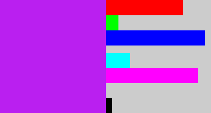 Hex color #ba1ff0 - neon purple