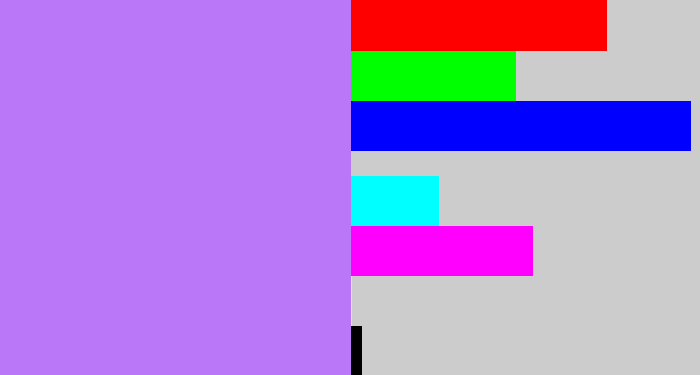 Hex color #ba77f8 - light purple