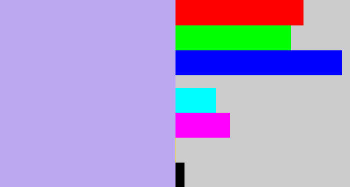 Hex color #baa8f3 - lavender