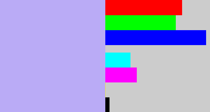Hex color #baabf6 - lavender