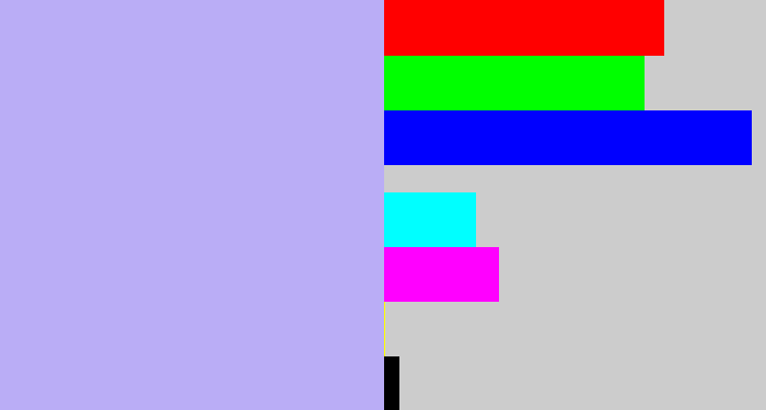 Hex color #baadf6 - lavender