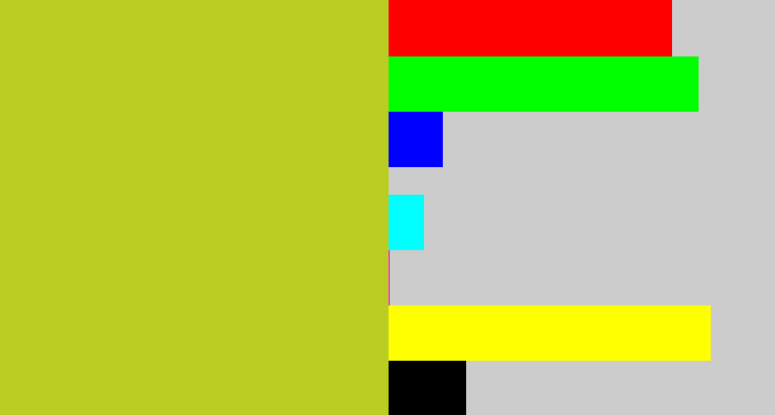 Hex color #bacd23 - yellowish green