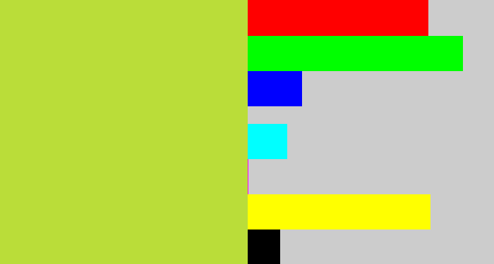 Hex color #badd39 - yellowy green