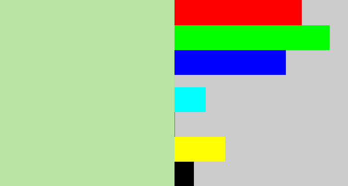 Hex color #bae4a3 - light grey green