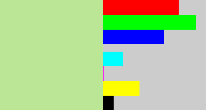 Hex color #bae696 - light grey green