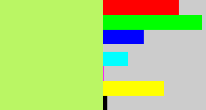 Hex color #baf664 - light lime green