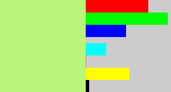 Hex color #baf679 - pale lime