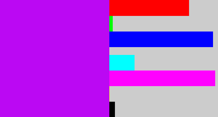 Hex color #bb08f3 - bright purple