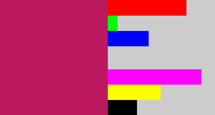 Hex color #bb1860 - deep pink