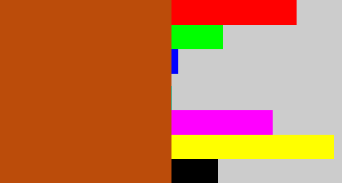 Hex color #bb4c0a - brick orange