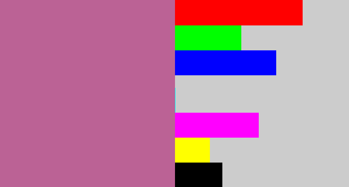Hex color #bb6295 - mauve