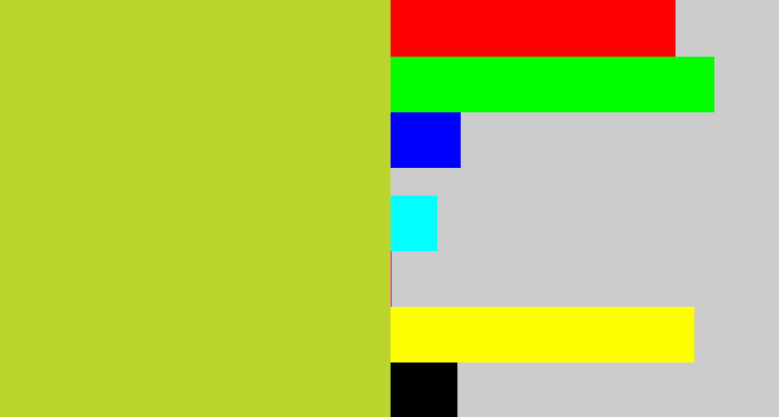 Hex color #bbd42e - sickly yellow