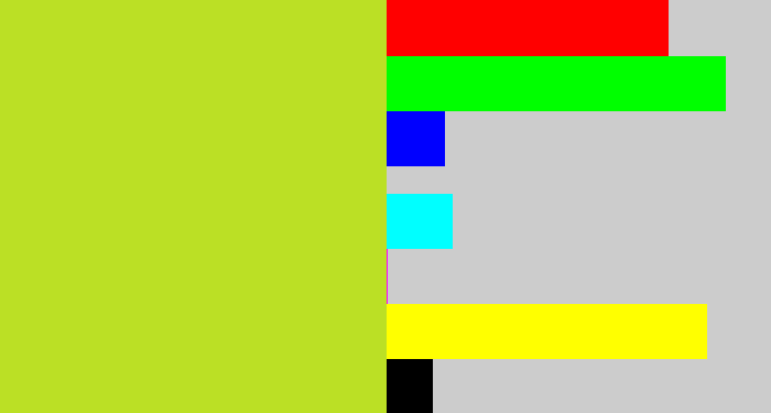 Hex color #bbe025 - yellowy green