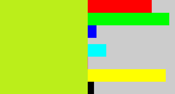 Hex color #bbee1a - yellowy green