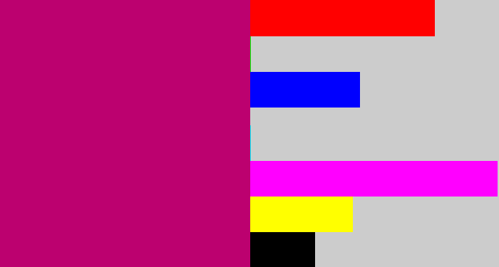 Hex color #bc016f - magenta
