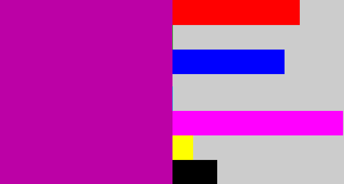 Hex color #bc01a6 - barney purple