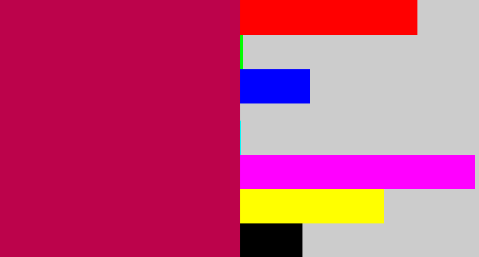 Hex color #bc034b - purplish red