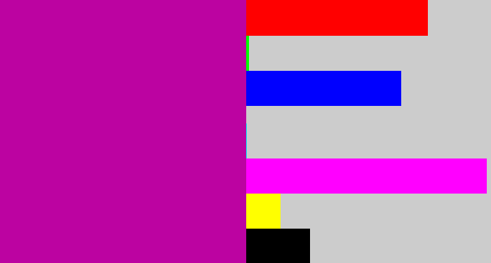 Hex color #bc03a1 - barney purple