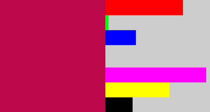 Hex color #bc074a - purplish red