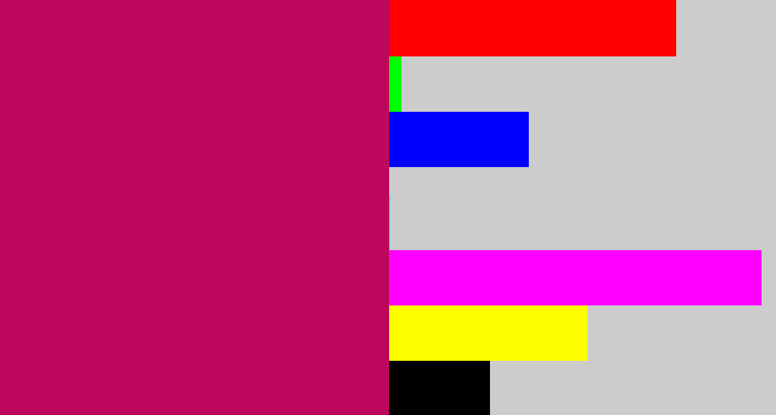 Hex color #bc075d - deep pink