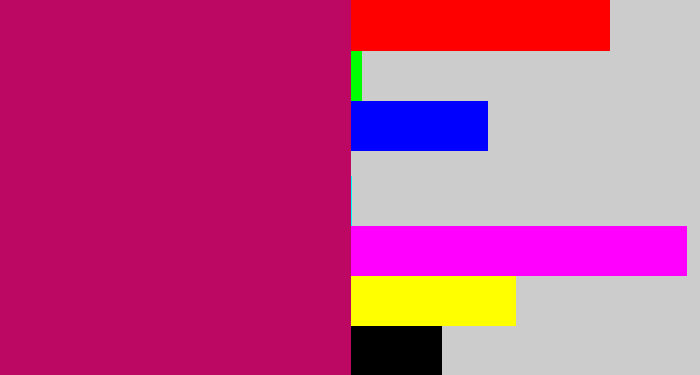 Hex color #bc0863 - deep pink