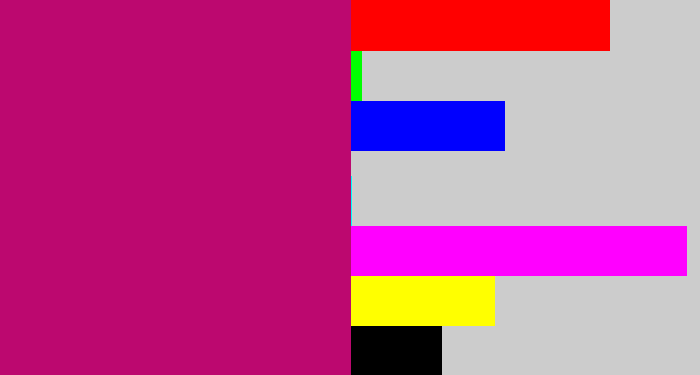 Hex color #bc086f - magenta