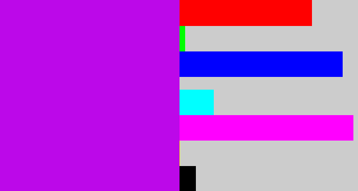 Hex color #bc08e9 - vibrant purple