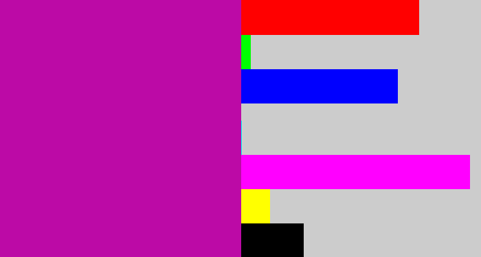 Hex color #bc0aa6 - barney
