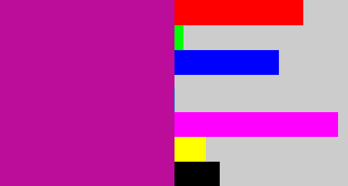 Hex color #bc0c9a - barney purple