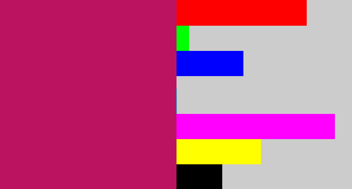 Hex color #bc1361 - deep pink