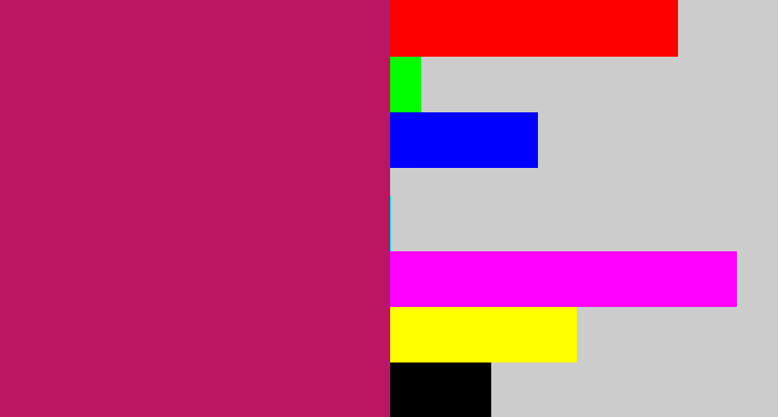 Hex color #bc1561 - deep pink