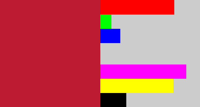 Hex color #bc1b32 - rouge