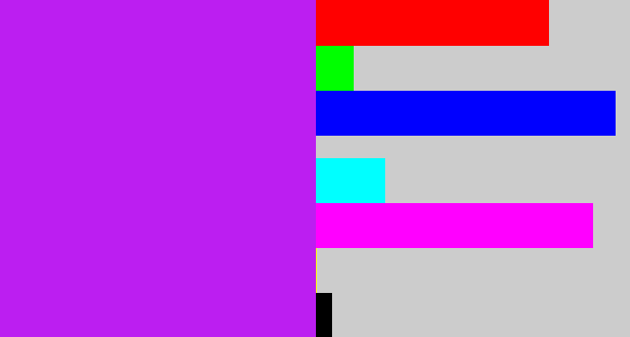 Hex color #bc1ef1 - neon purple