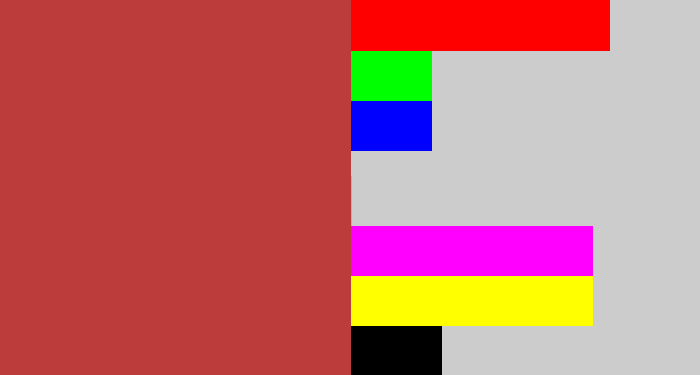 Hex color #bc3b3b - dull red