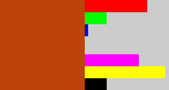 Hex color #bc4309 - brick orange