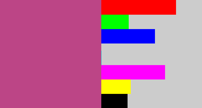 Hex color #bc4586 - dark pink