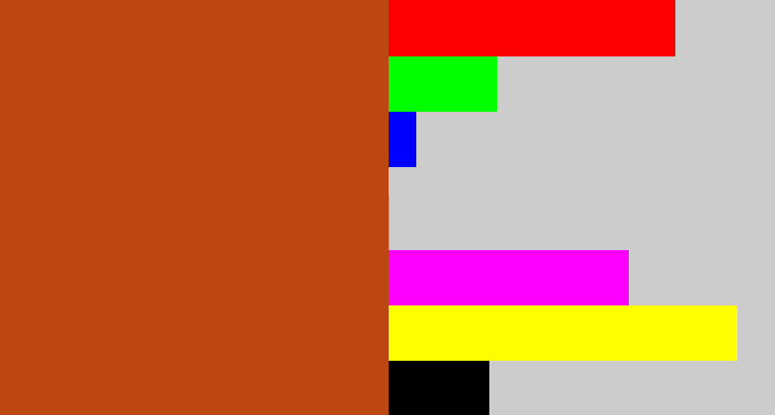 Hex color #bc4713 - brick orange